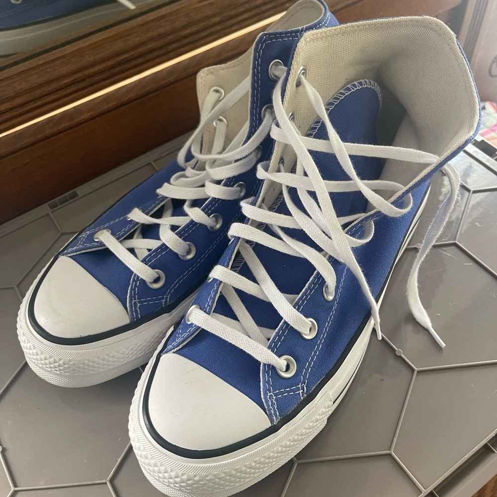 Converse Blue and White High-Top Sneakers